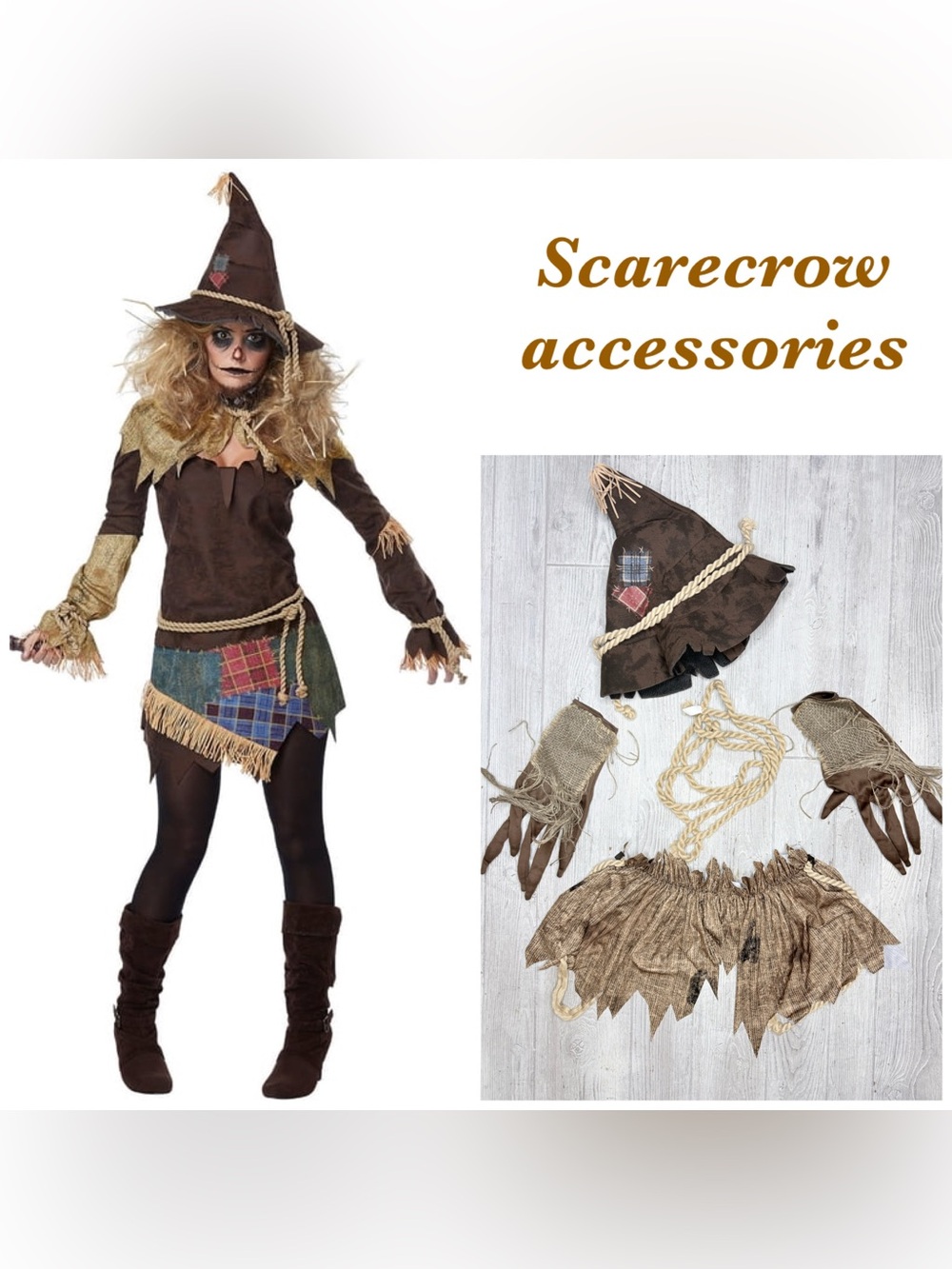California Costumes Scarecrow Halloween Costume accessories hat gloves collar